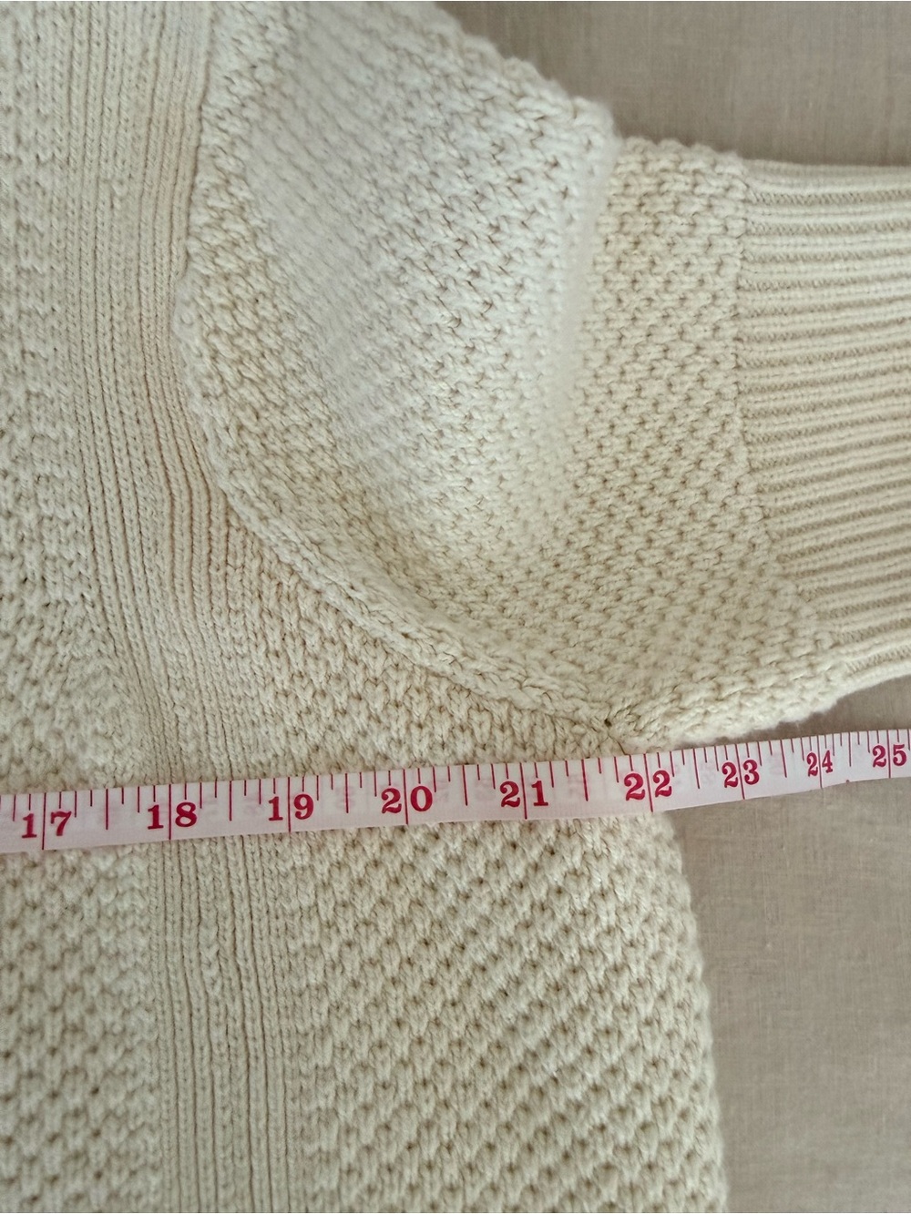 Banana Republic Oversized Textured Knit Sweater Ivory Cotton Blend Short Sleeve - Picture 8 of 12